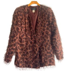 Vintage 90s Leopard Blazer in Eyelash Fabric by Russell Kemp NY vintage  jacket